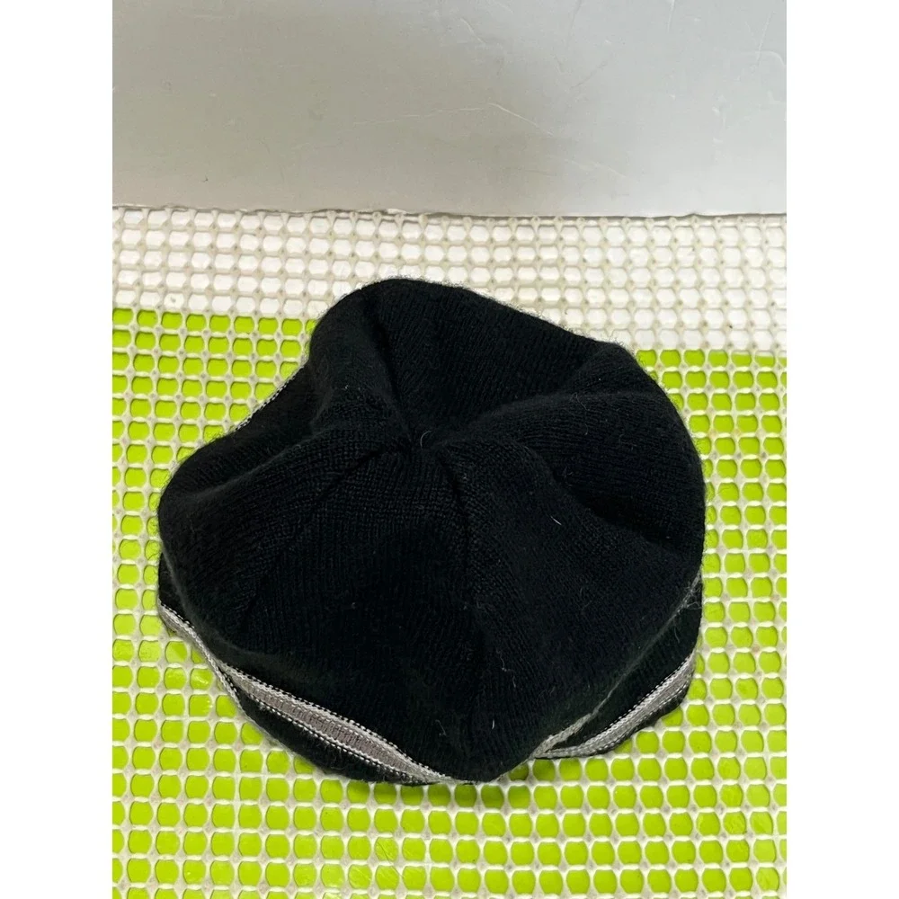 The North Face Beanie Black Gray Striped Fleece Lined Knit Winter Hat LY 645436